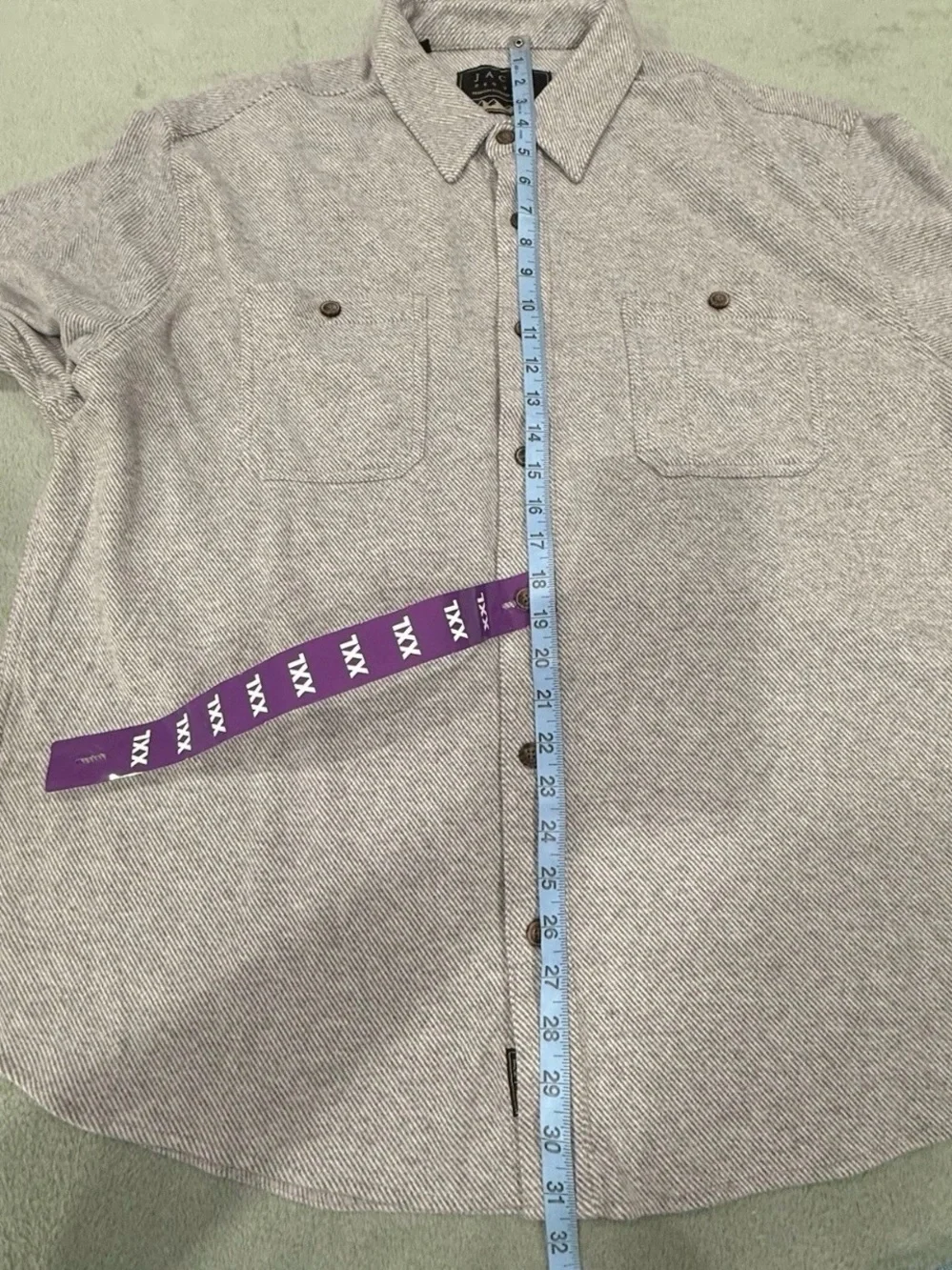 Jachs NY Shirt Men XXL Gray Button Up Long Sleeve Heavy Knit Flannel